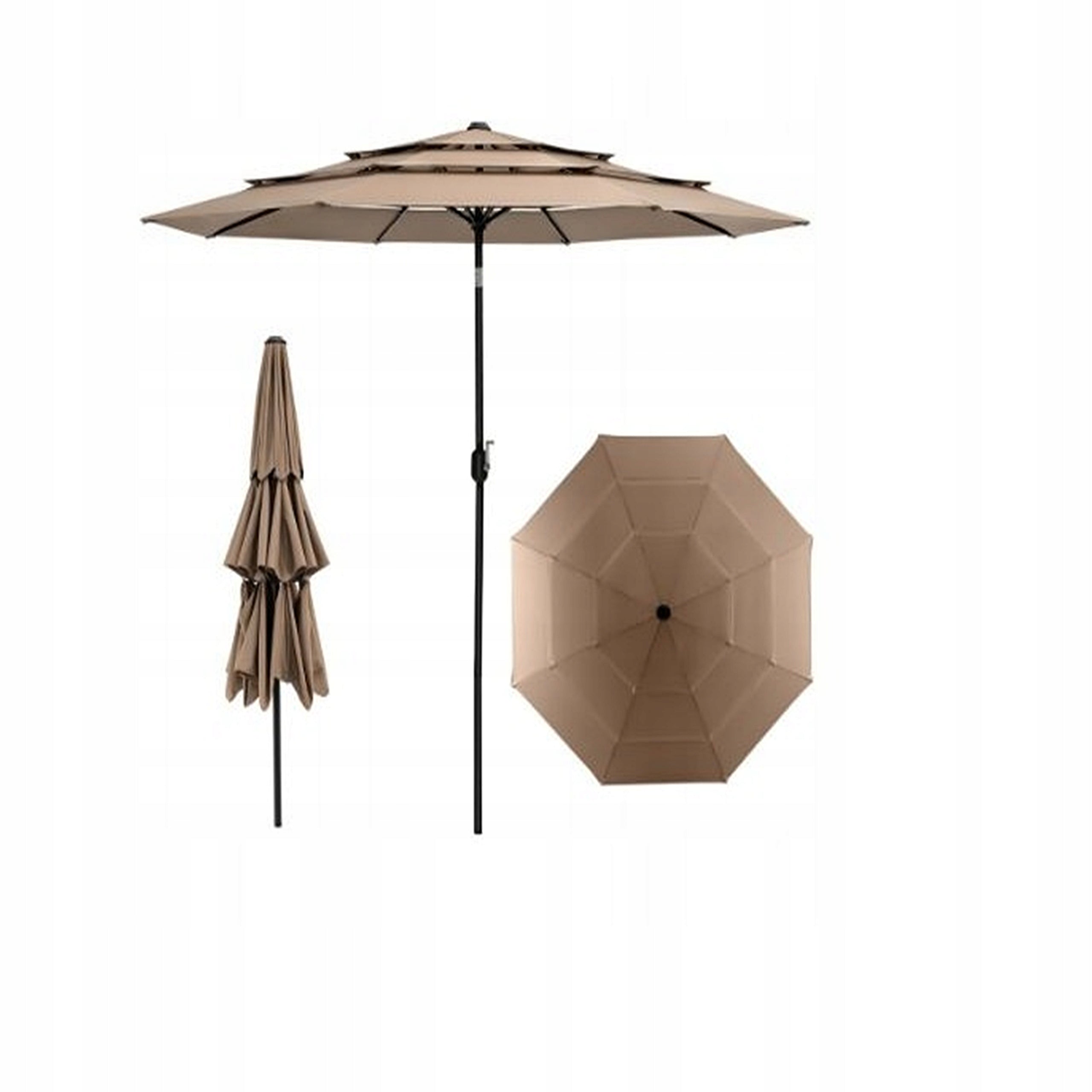 Umbrella Costway Beige with ventilation adjustable 300 x 244 cm Garden