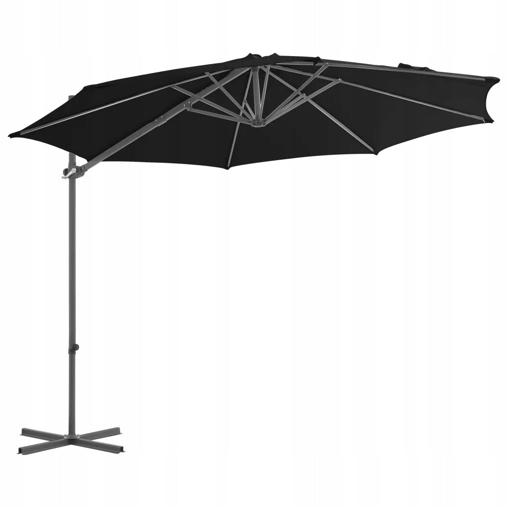Umbrella hanging on steel post, 300 cm, black Color black