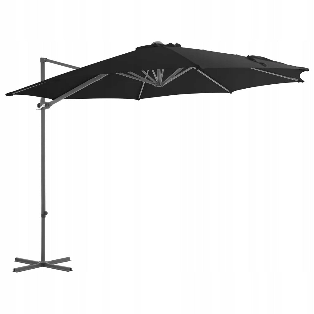 Umbrella hanging on steel post, 300 cm, black