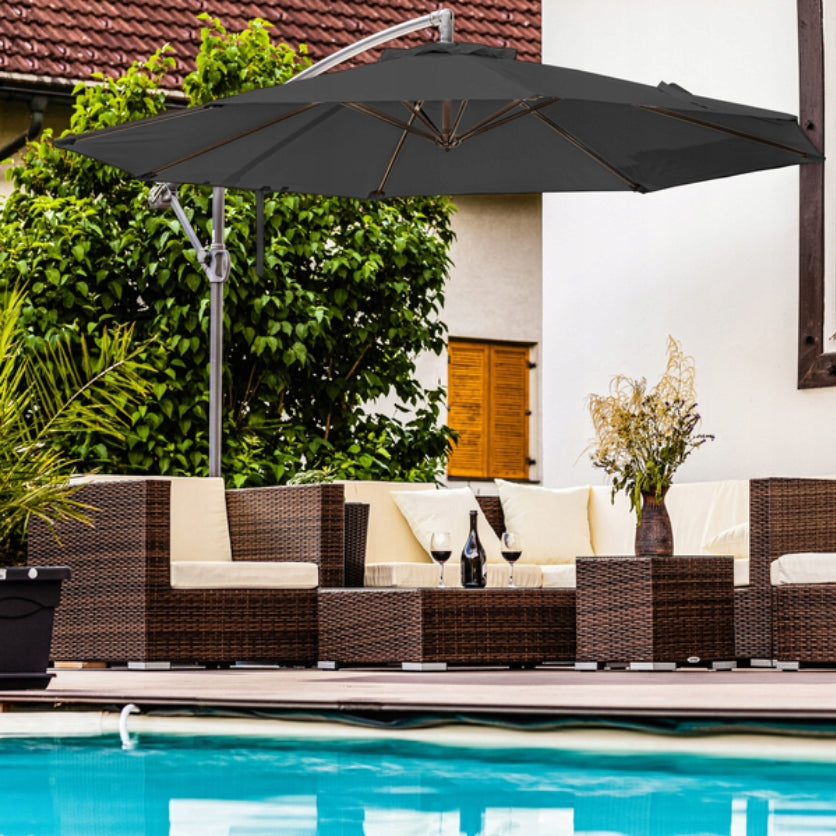 Umbrella with boom Costway grey 300 x 250 cm