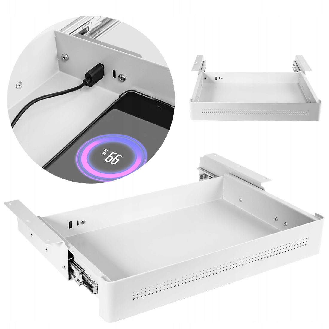 Undercounter Drawer with USB Ports 48x26 8kg Spacetronik White