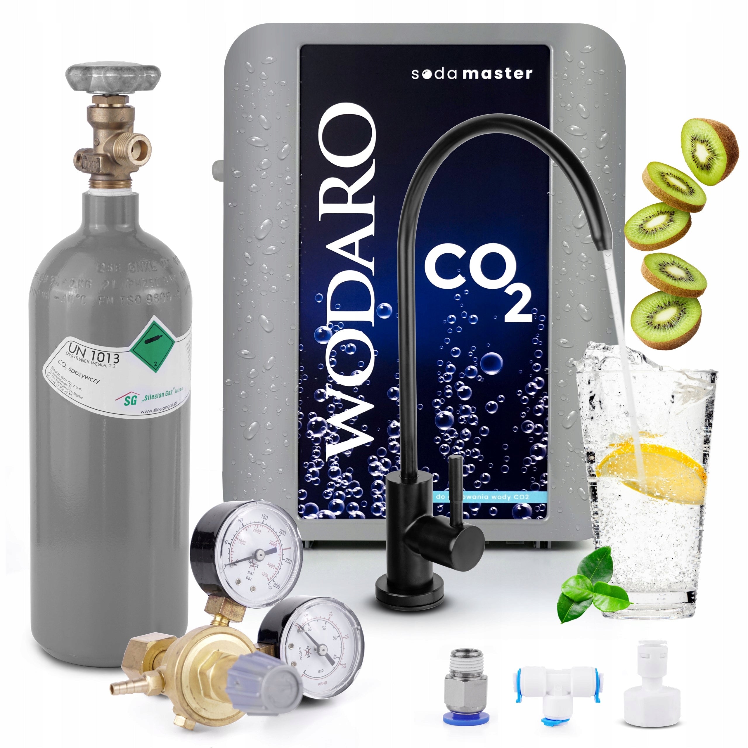 Undercounter Saturator for Carbonated Water SODA MASTER Carbonated Water CO2 + FAUCET