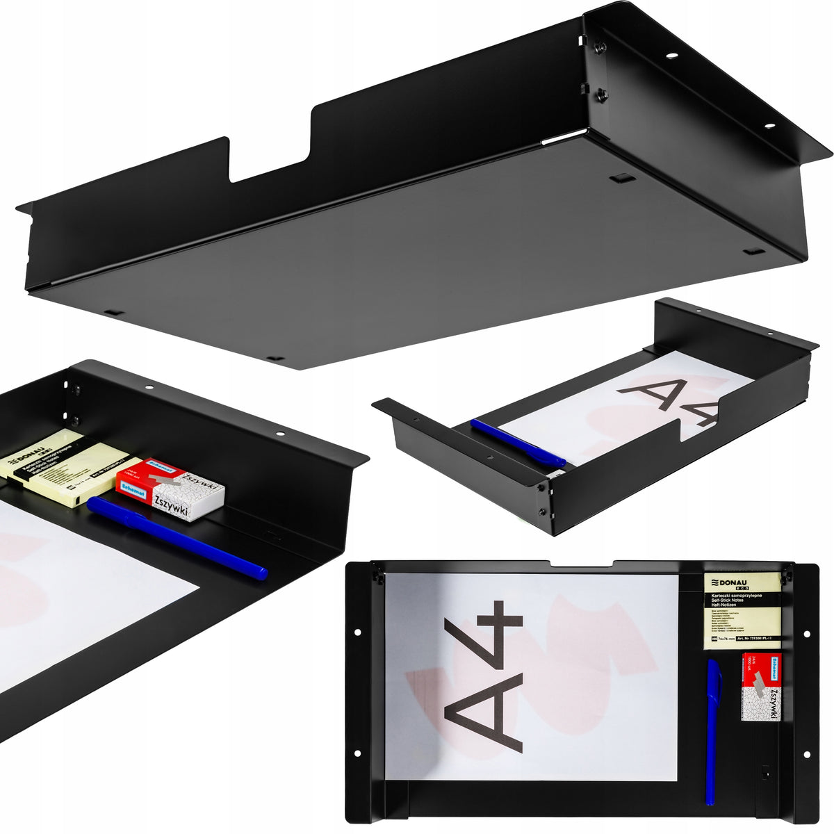 Undercounter desk shelf LIFTING CAPACITY 5kg Spacetronik metal black