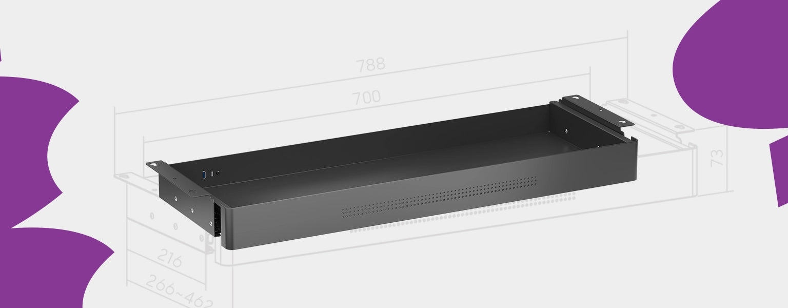 Undercounter drawer USB XL 78x26cm 8kg Spacetronik metal Black Manufacturer code SPB172B