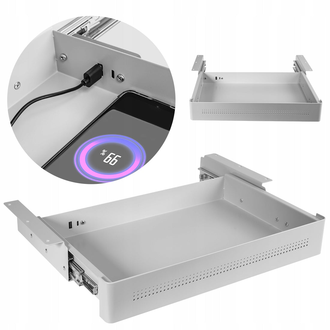 Undercounter drawer +USB ports 8kg 48x26 cm Spacetronik grey