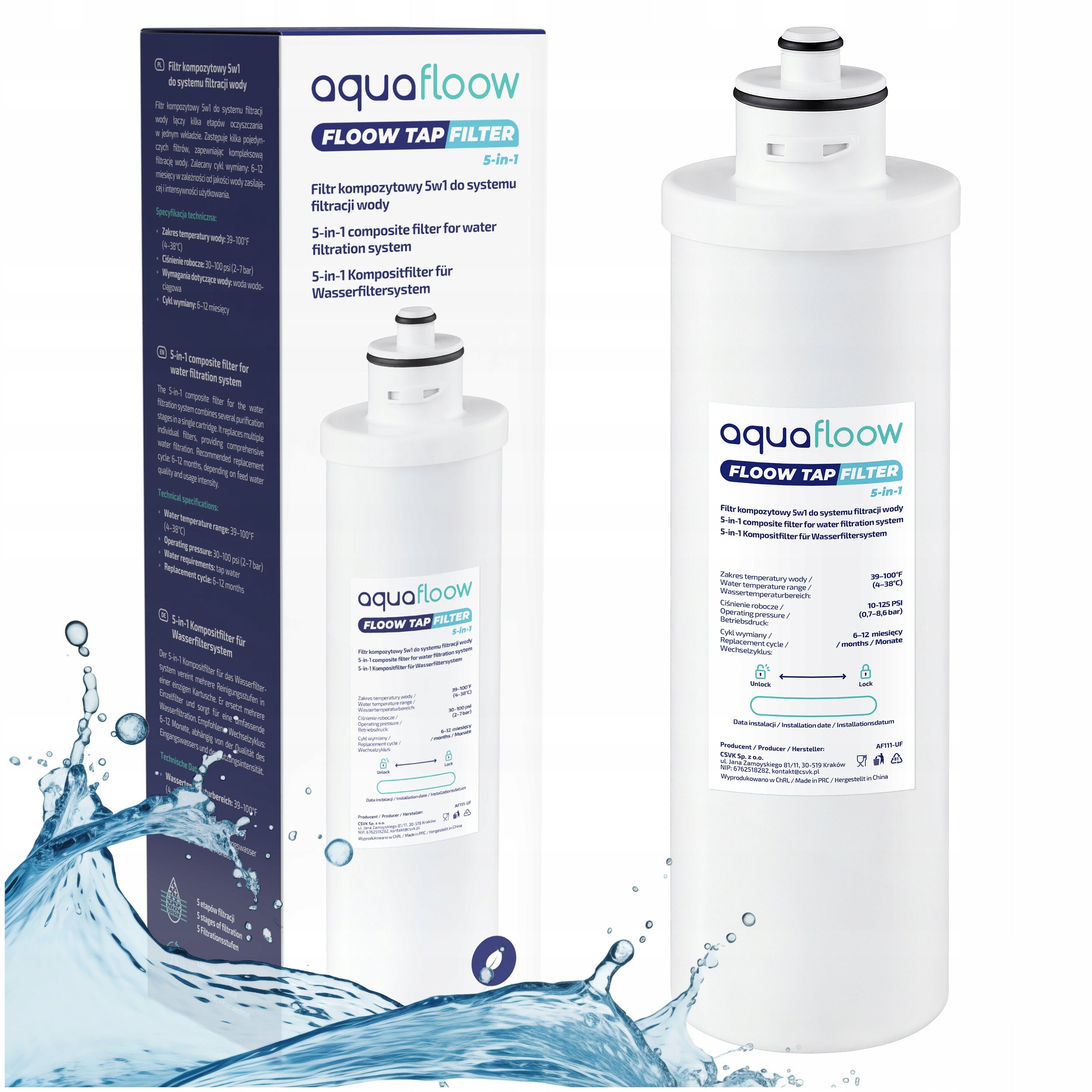 Undersink filter AquaFloow 5in1 - carbon, REDOX, nonwoven fabric, chlorine removal