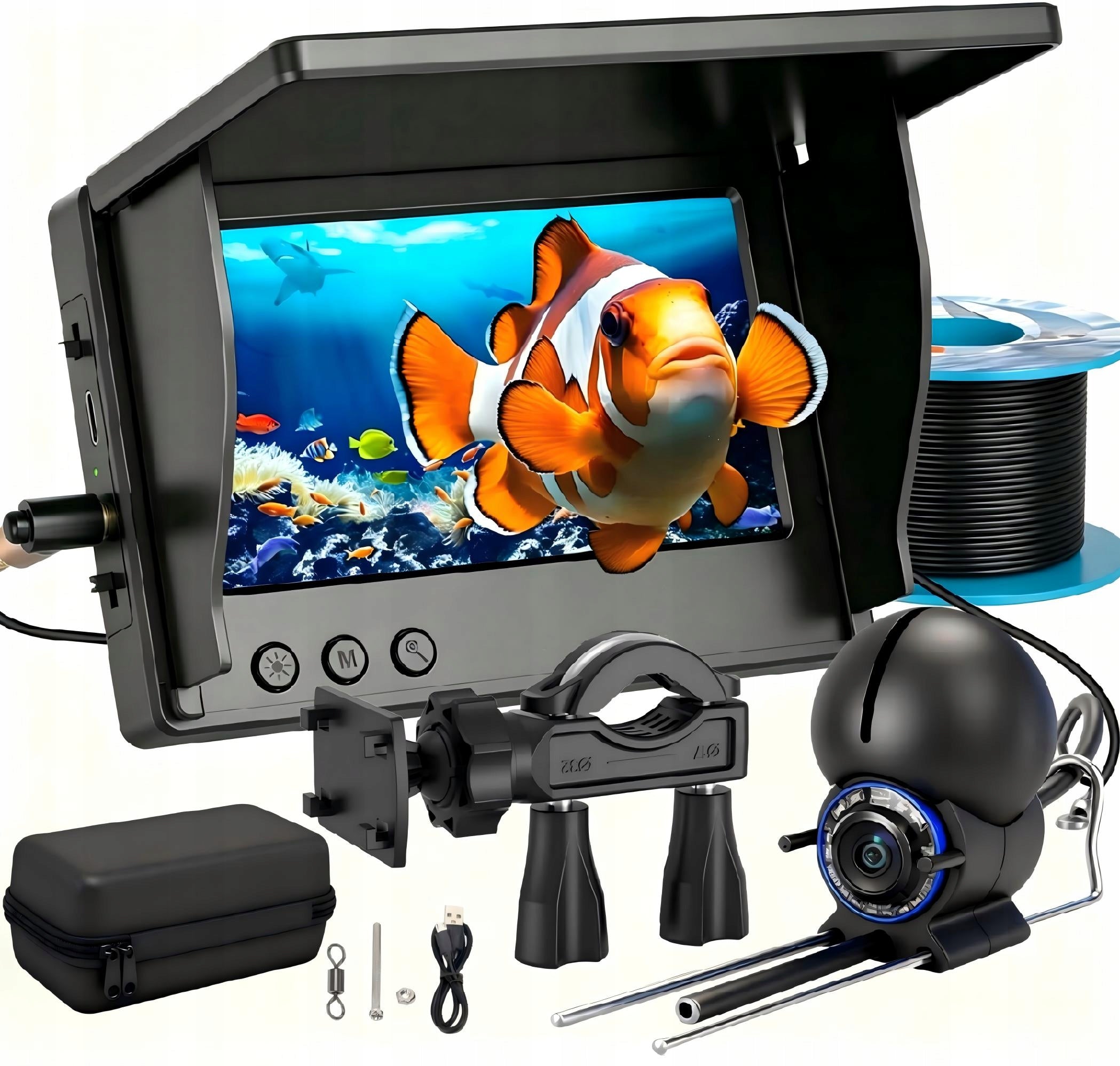 Underwater Fishing Camera 4.3" LCD LED Echo Sounder HD 15m For Fishing