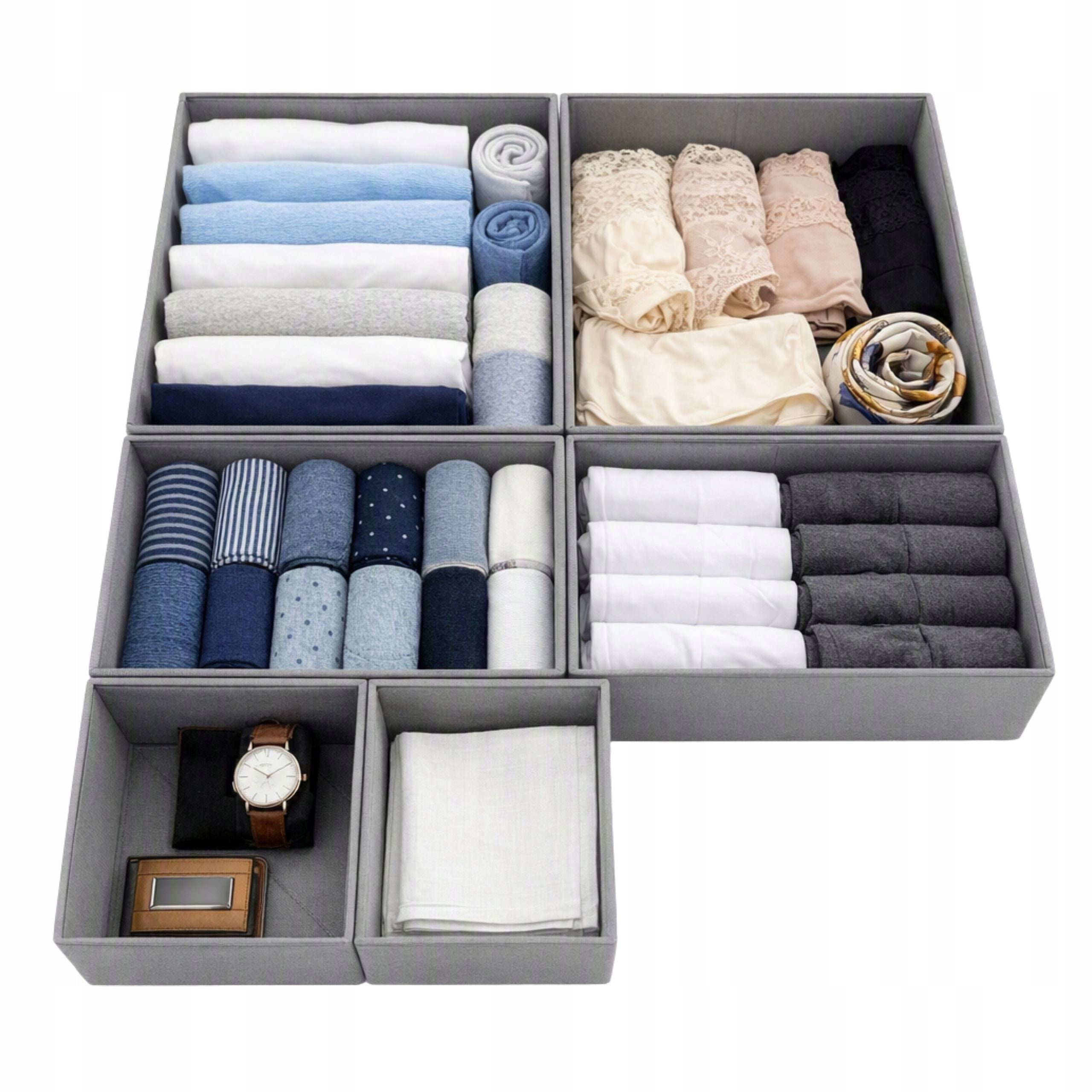 Underwear Drawer Organizer Cabinet Drawer Inserts OGIVO Dark Grey