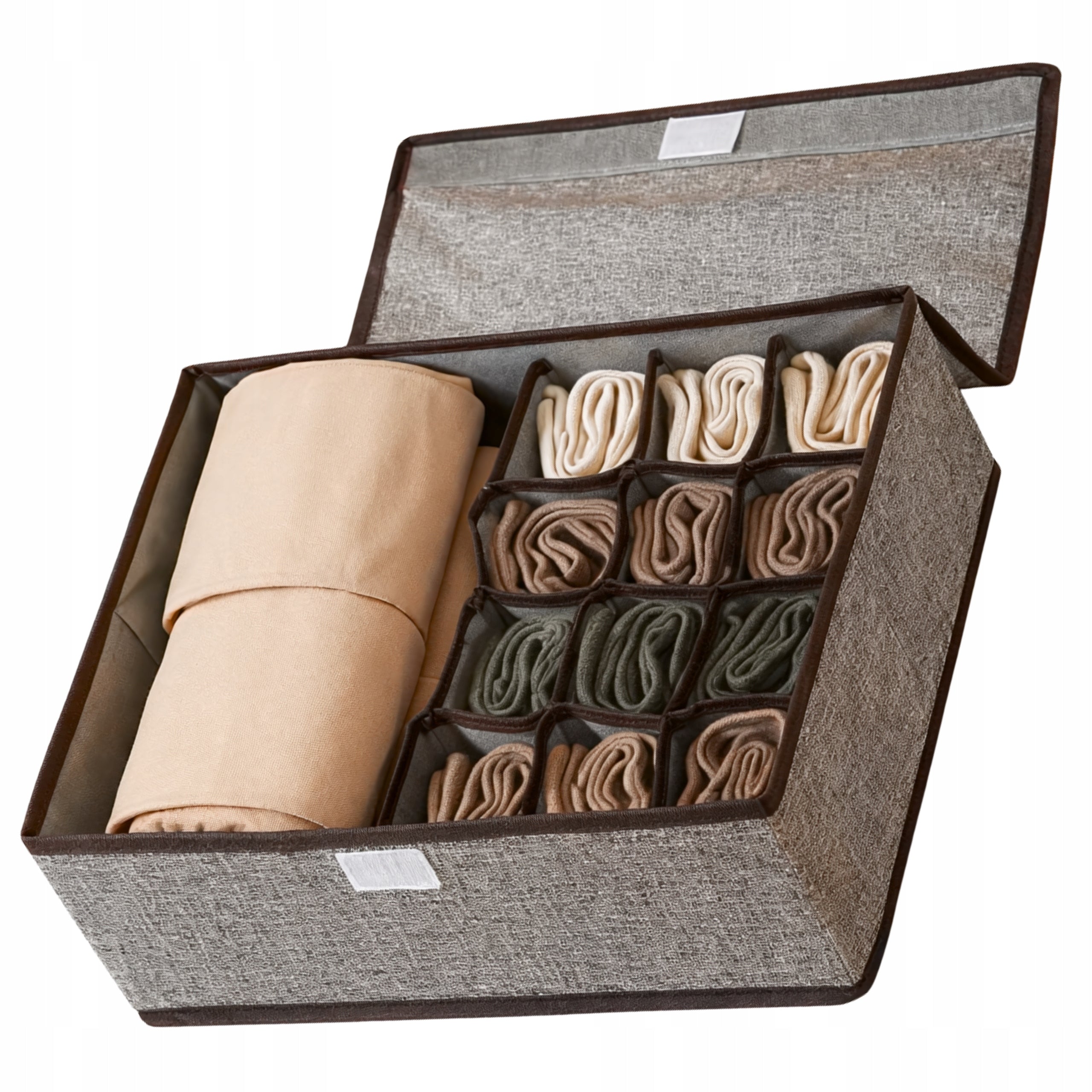 Underwear Organizer Clothes Folding Box 13 Compartments Grey For Wardrobe Packaging status original