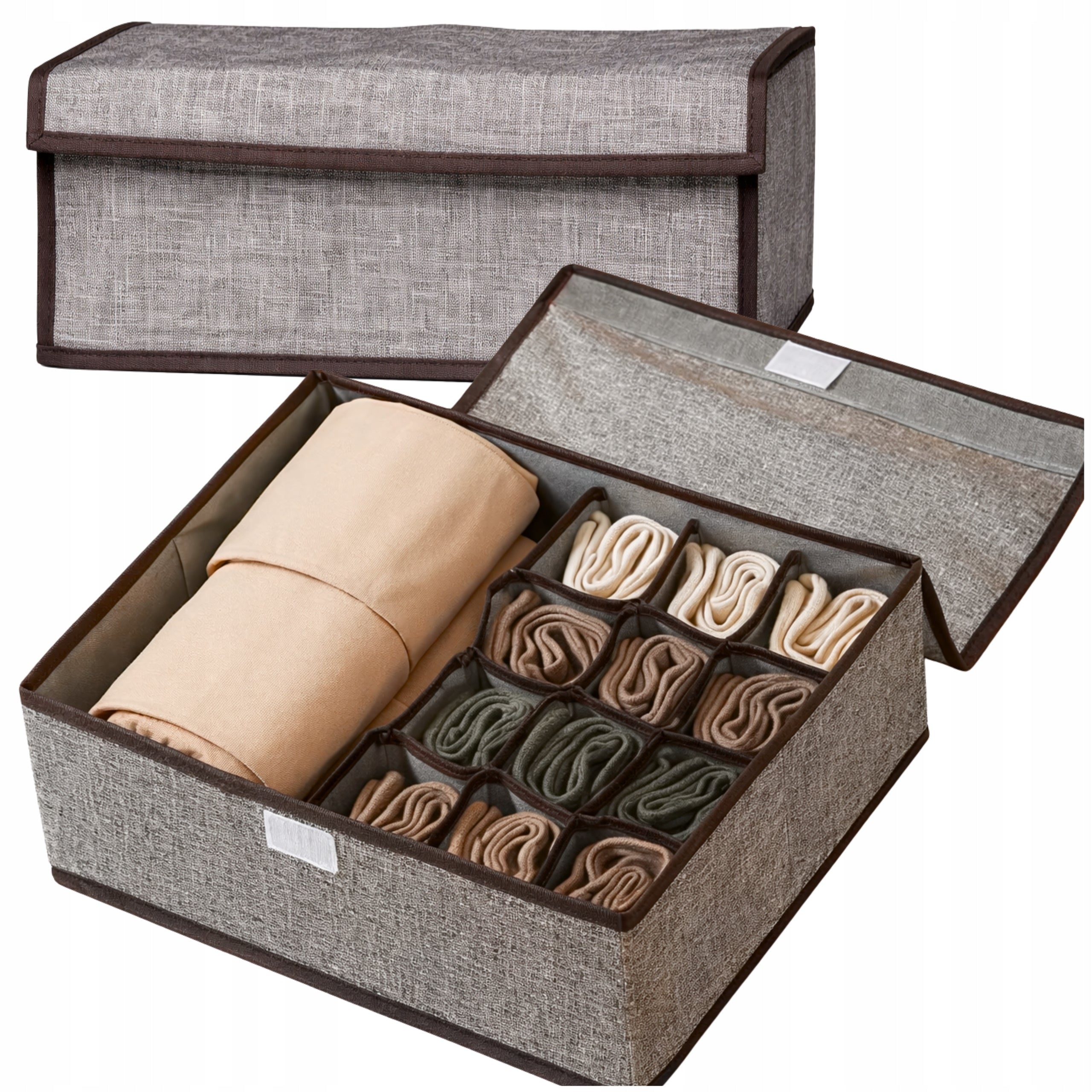 Underwear Organizer Clothes Folding Box 13 Compartments Grey For Wardrobe