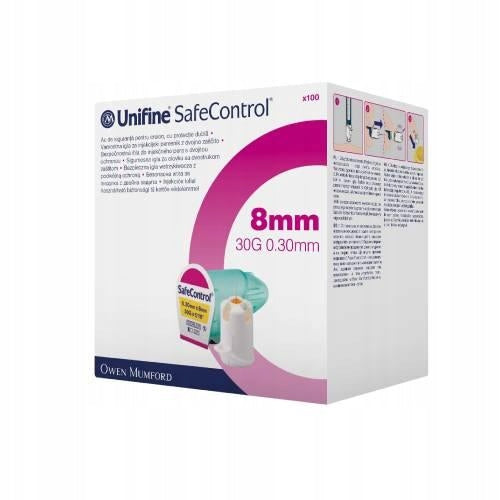 Unifine SafeControl 8mm 30G 0.30 mm Safe needle for 100pcs pen