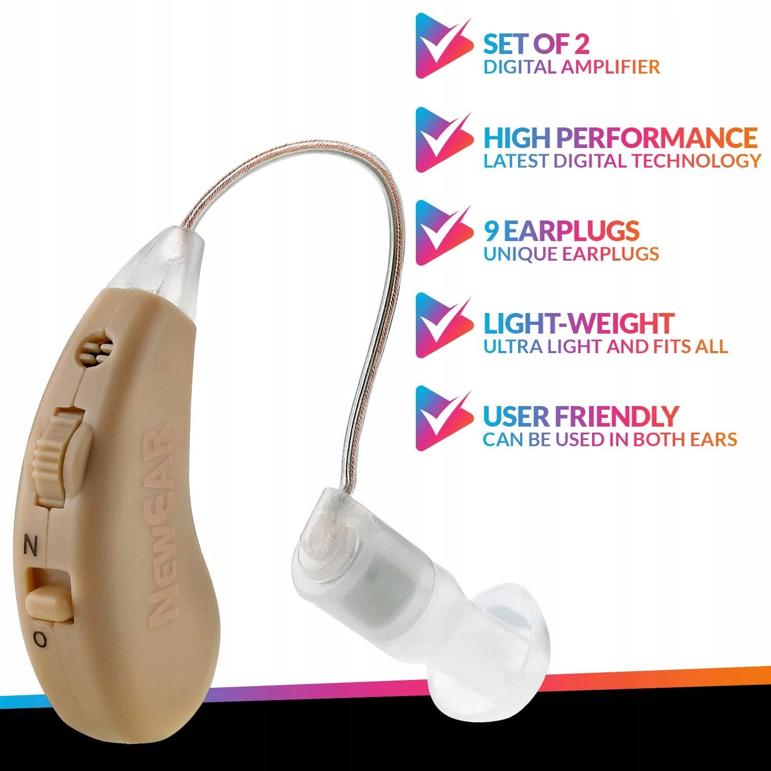 Universal BTE Headset with USB Rechargeable Battery for Personal Use Manufacturer code B079K443L7