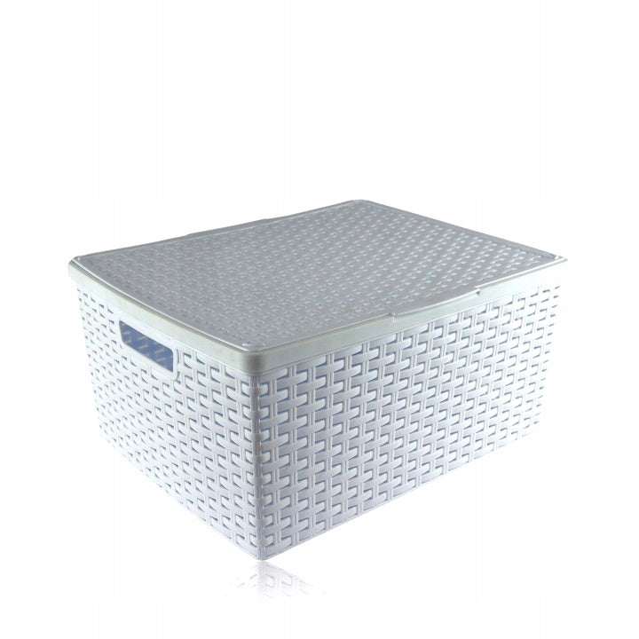 Universal Cabinet Organizer Basket Container with Handles Lid WHITE Manufacturer code S-7002