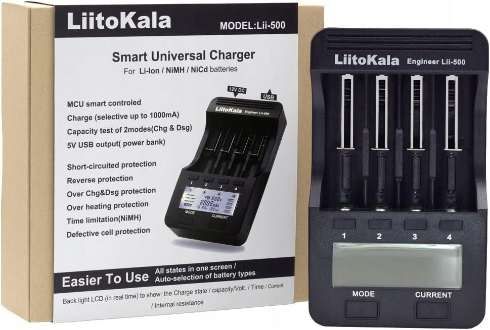 Universal Charger LiitoKala Lii-500 Li-Ion18650 AAA Battery Cells Brand Liitokala