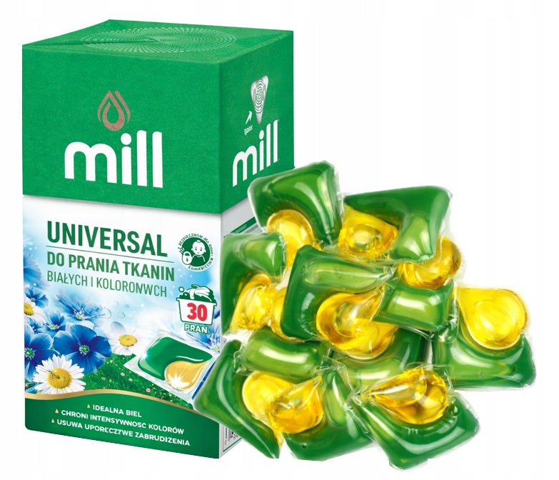 Universal Washing Capsules for White and Colored Clothes 30pcs Mill