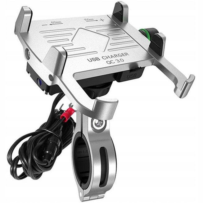 Universal aluminum motorcycle holder + USB QC