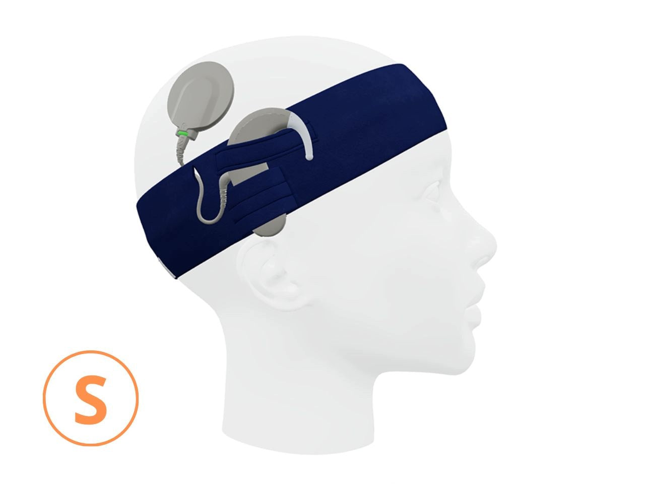 Universal band for speech / implant processors - navy blue -size.S