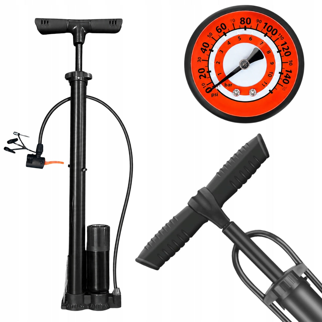 Universal bicycle pump with pressure gauge for scooter pontoon balls 11 BAR