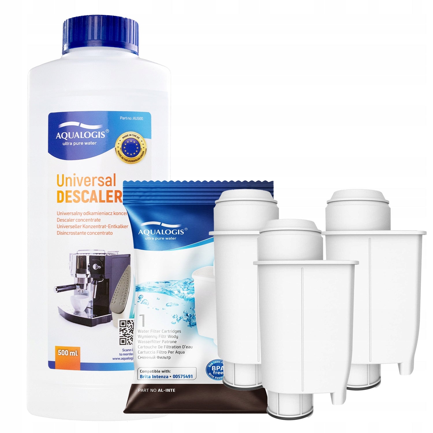 Universal descaler 500ml + 3x Filter for Gaggia AL-Inte+