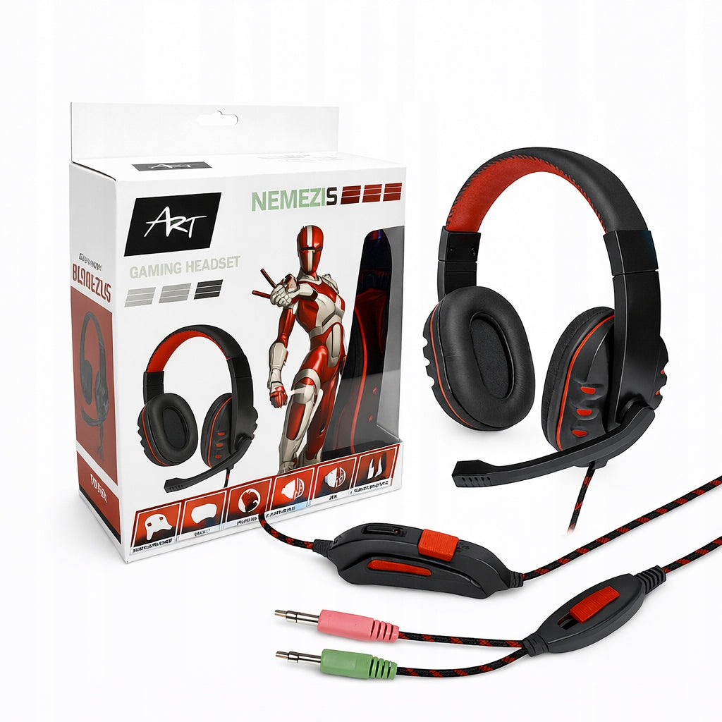 Universal gaming on-ear headphones for gamers with microphone Nemesis ART