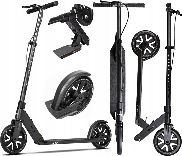 Universal scooter A-TO large wheels 20cm hand brake foot black mat Manufacturer code A-TO