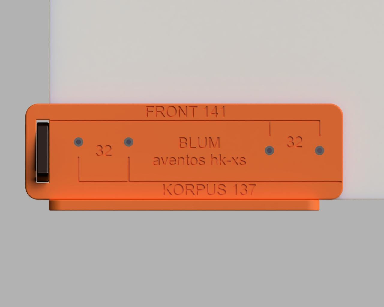 Universal template for mounting BLUM AVENTOS HK-XS actuator – front + body Manufacturer code 3DEK