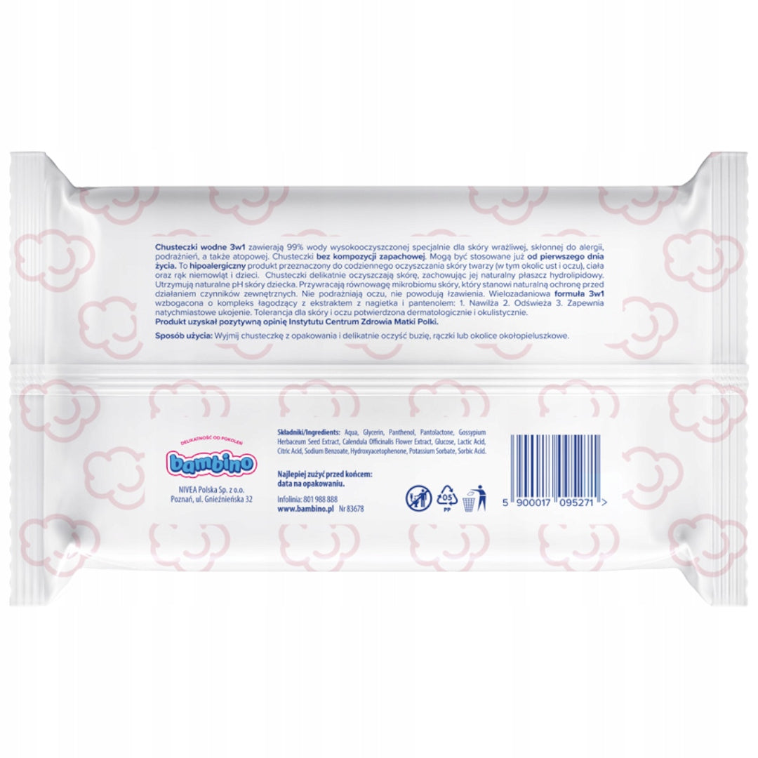 Unscented wet wipes BAMBINO 12x57 Manufacturer code 12x83678 do buzi i rączek dla dzieci