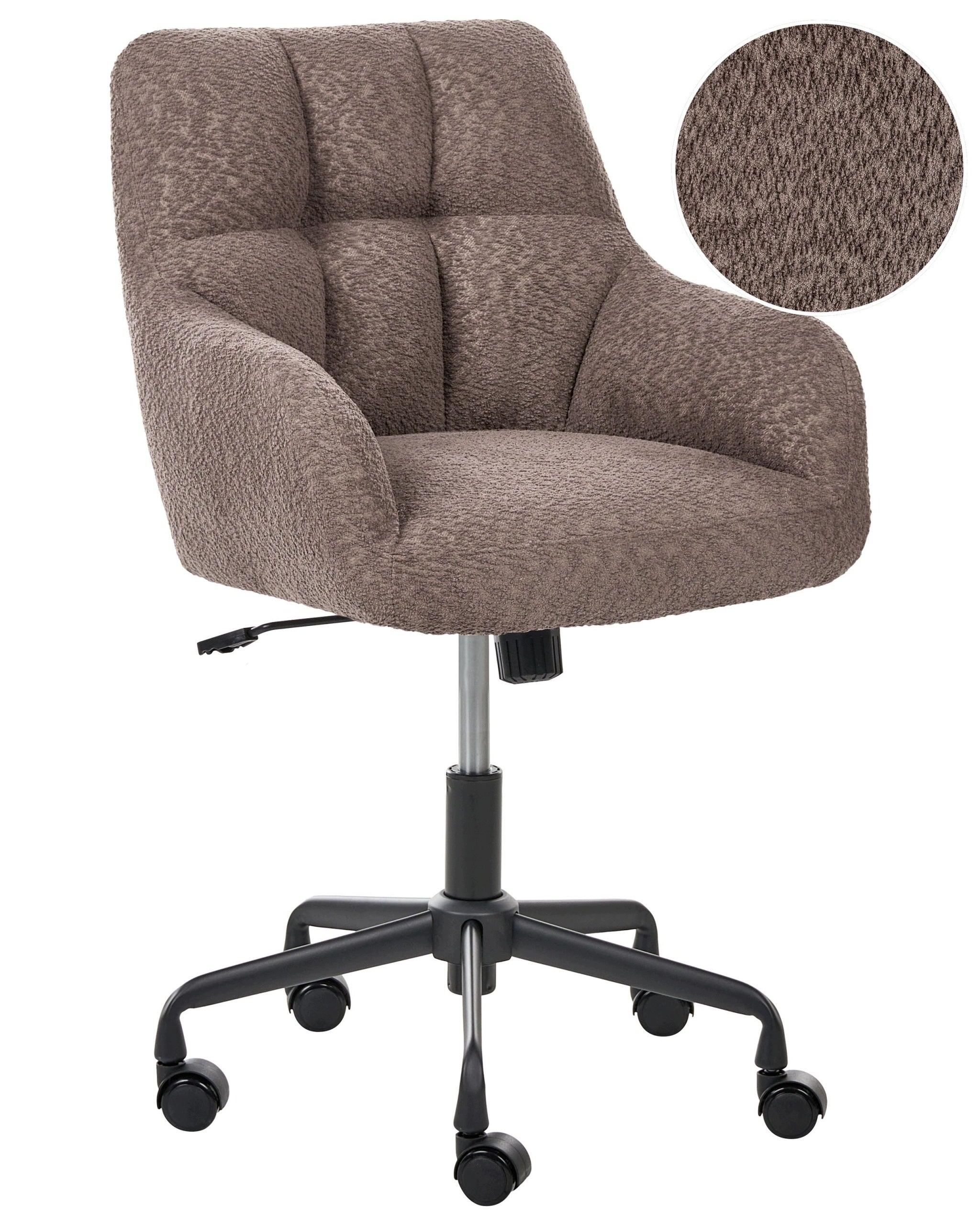 Upholstered Office Chair Dark Brown Height Adjustment