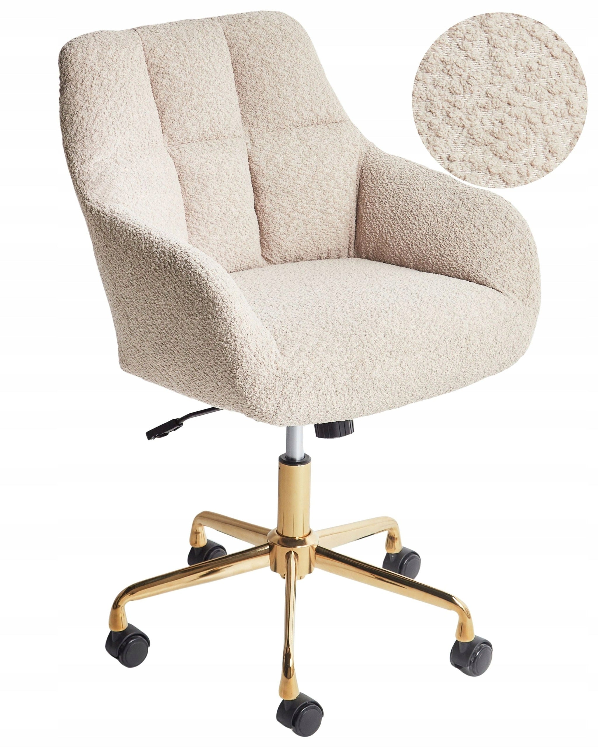 Upholstered Office Chair Metal Frame Beige