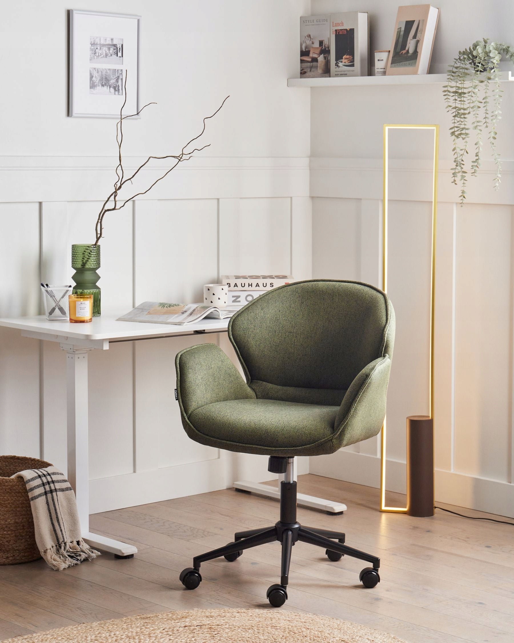 Upholstered Office Chair Metal Frame Green Packaging status original