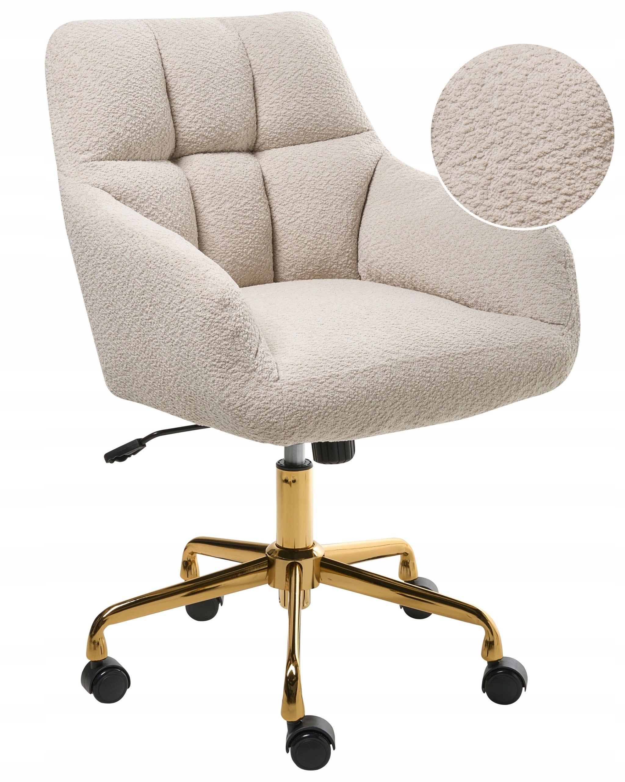 Upholstered Office Chair Metal Frame Light Beige