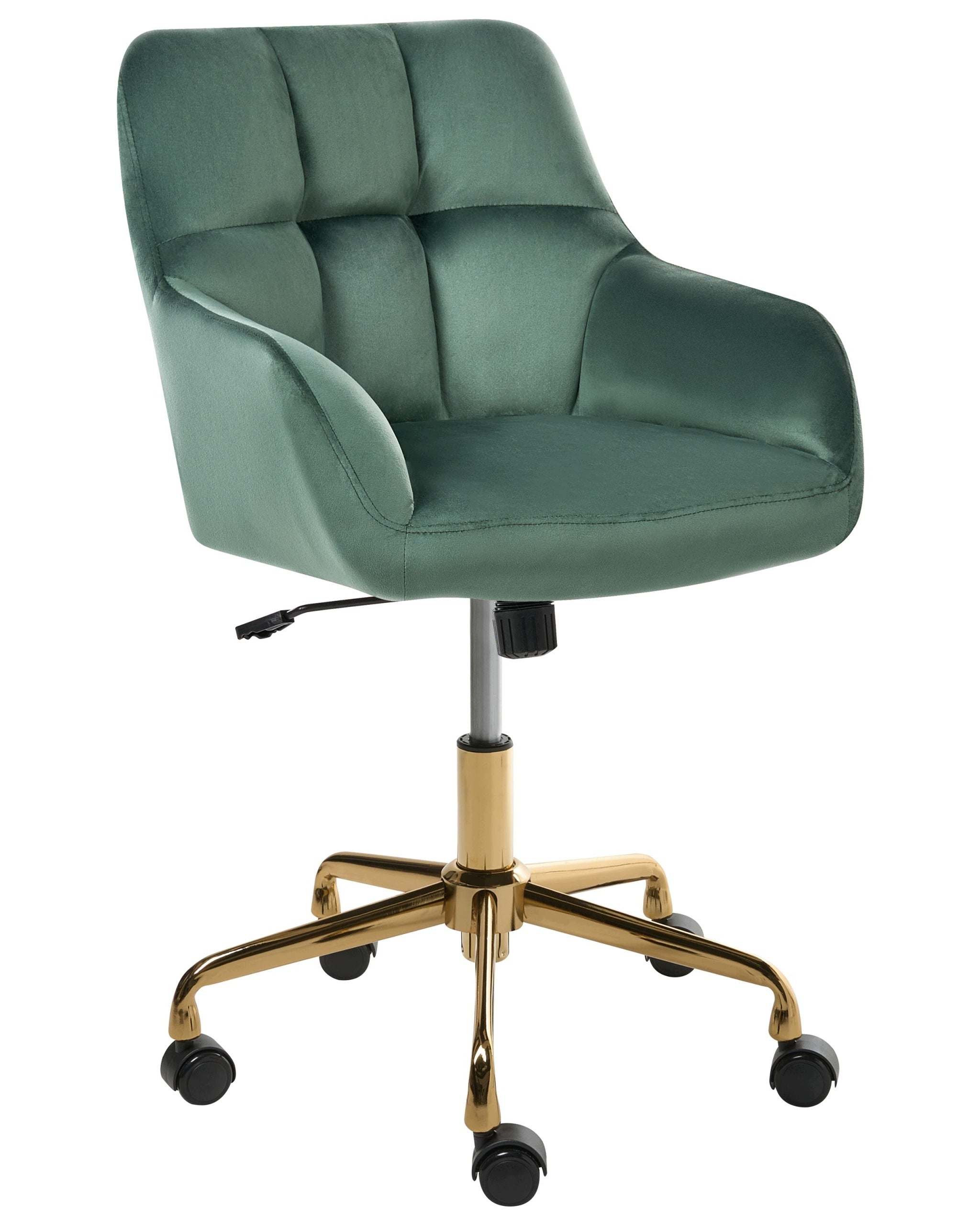 Upholstered office chair dark green height adjustment