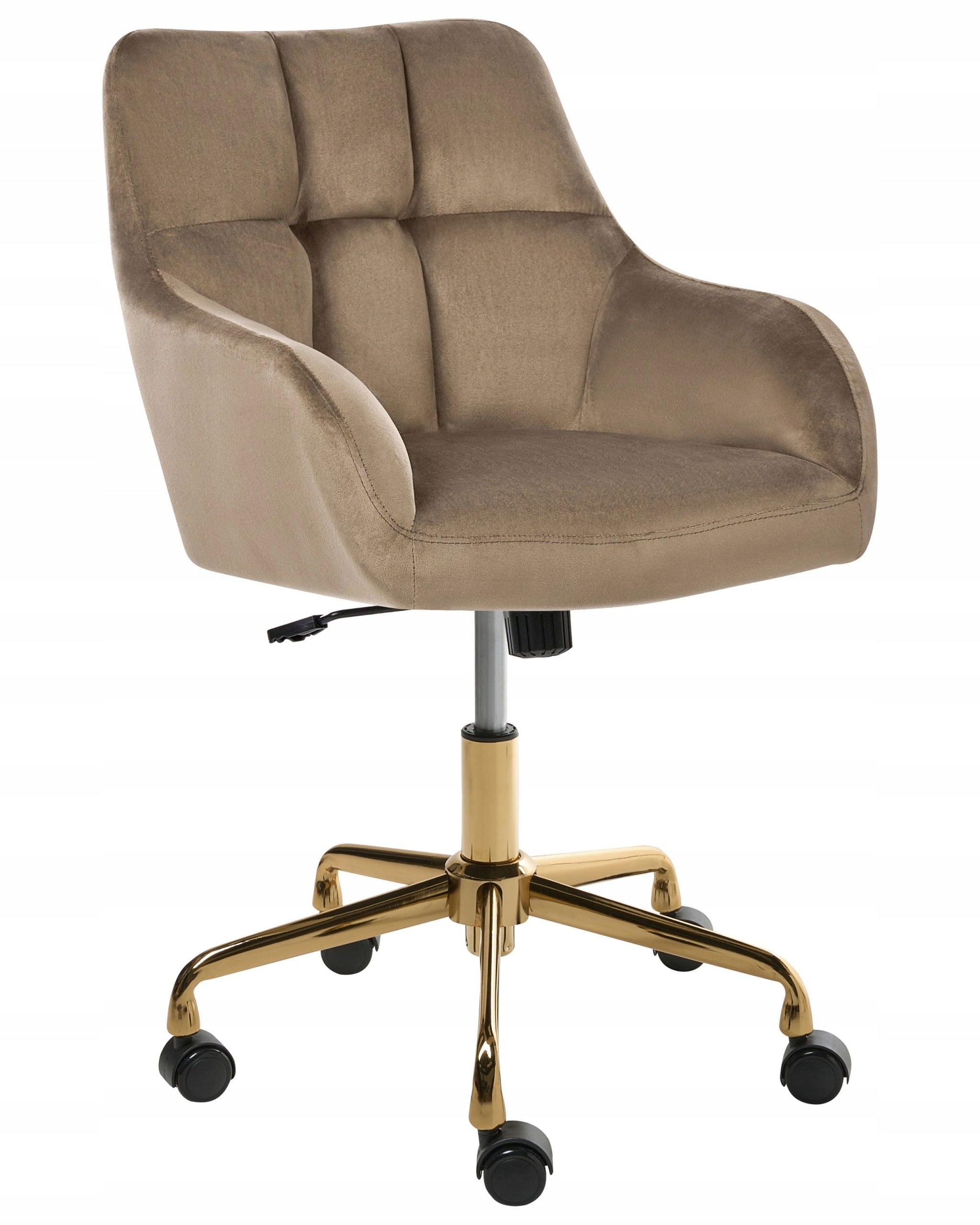 Upholstered office chair metal frame beige and gray height adjustment