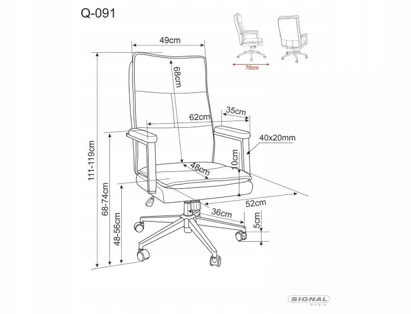 Upholstered swivel office chair Q-091 office chair dark beige TILT Brand Signal