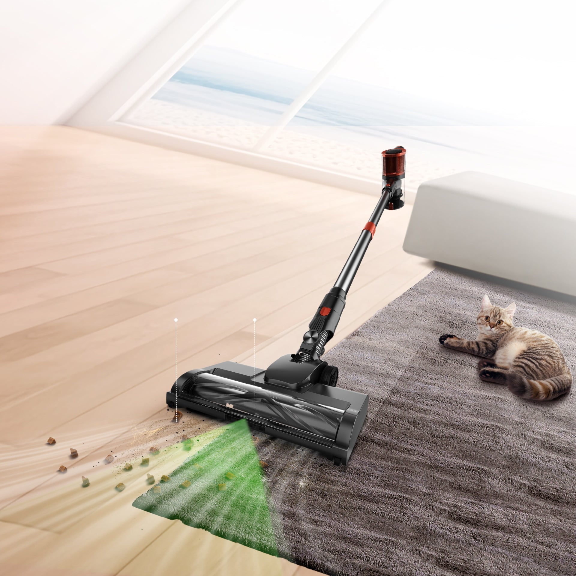 Upright Cordless Vacuum Cleaner JIGOO C200 23Kpa 350W LED 40 Min 72dB 1.2L Dominant color silver/gray