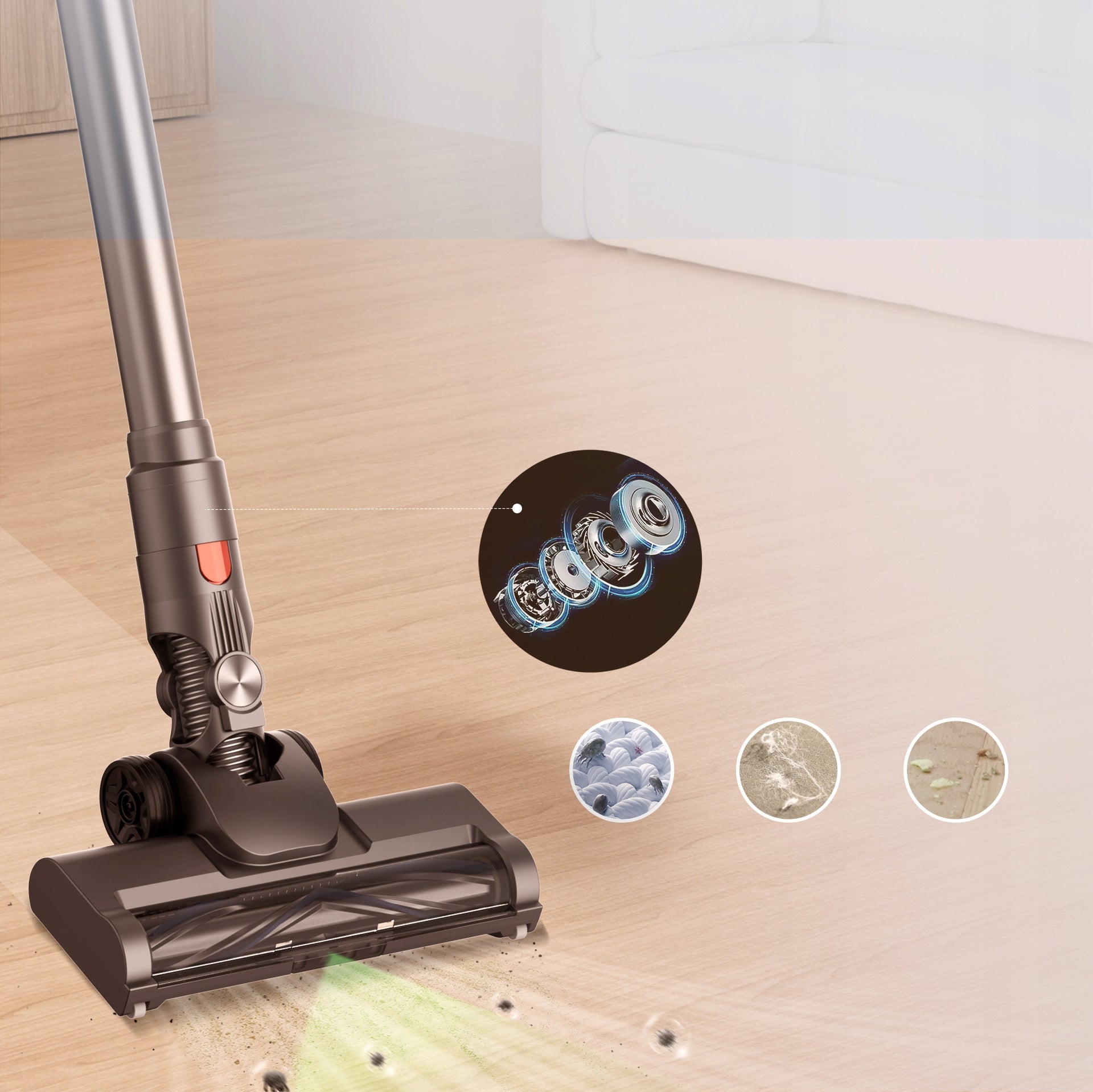 Upright Cordless Vacuum Cleaner JIGOO C200 23Kpa 350W LED 40 Min 72dB 1.2L Model C200