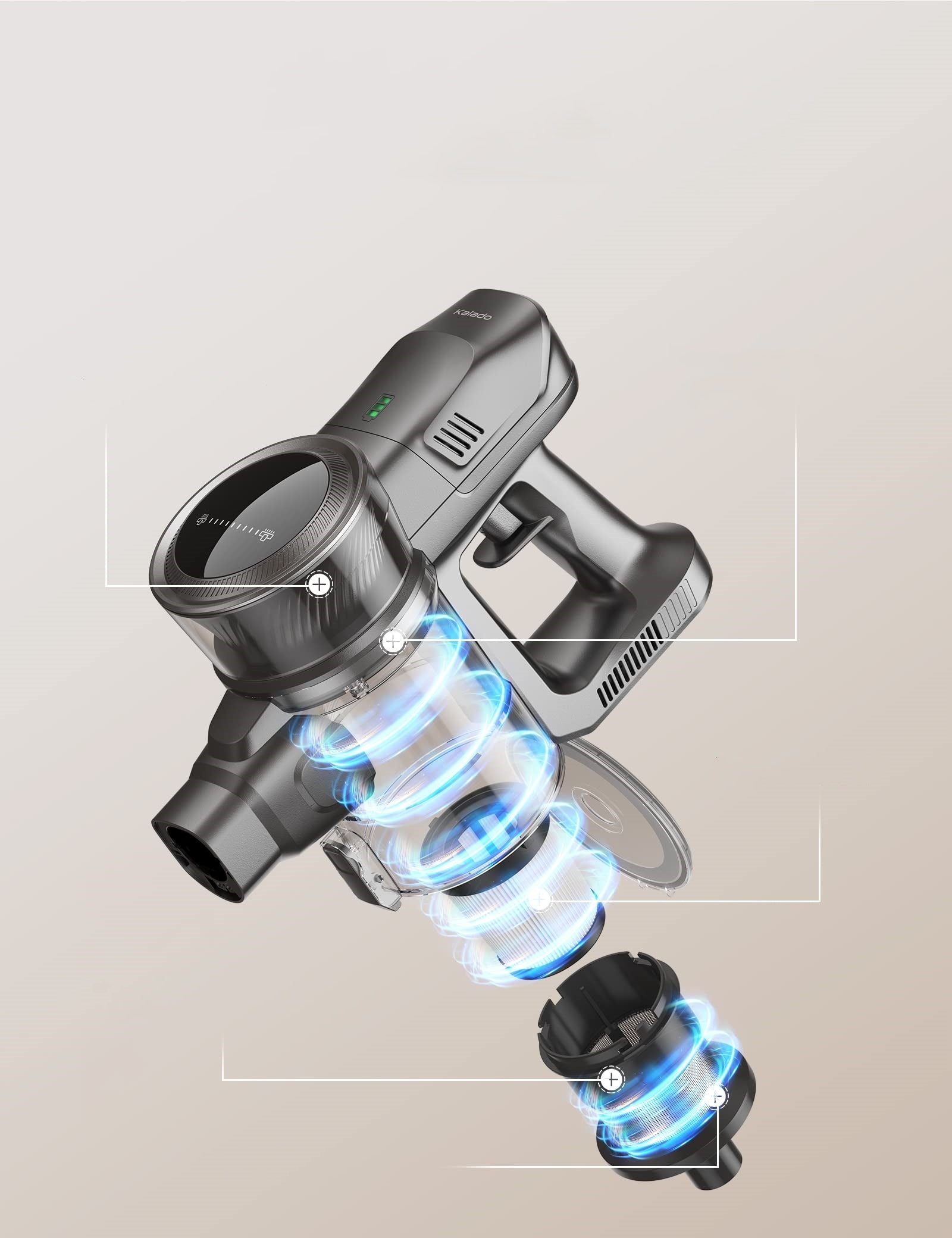 Upright vacuum cleaner Kalado KCV01B silver/grey Model KCV01B