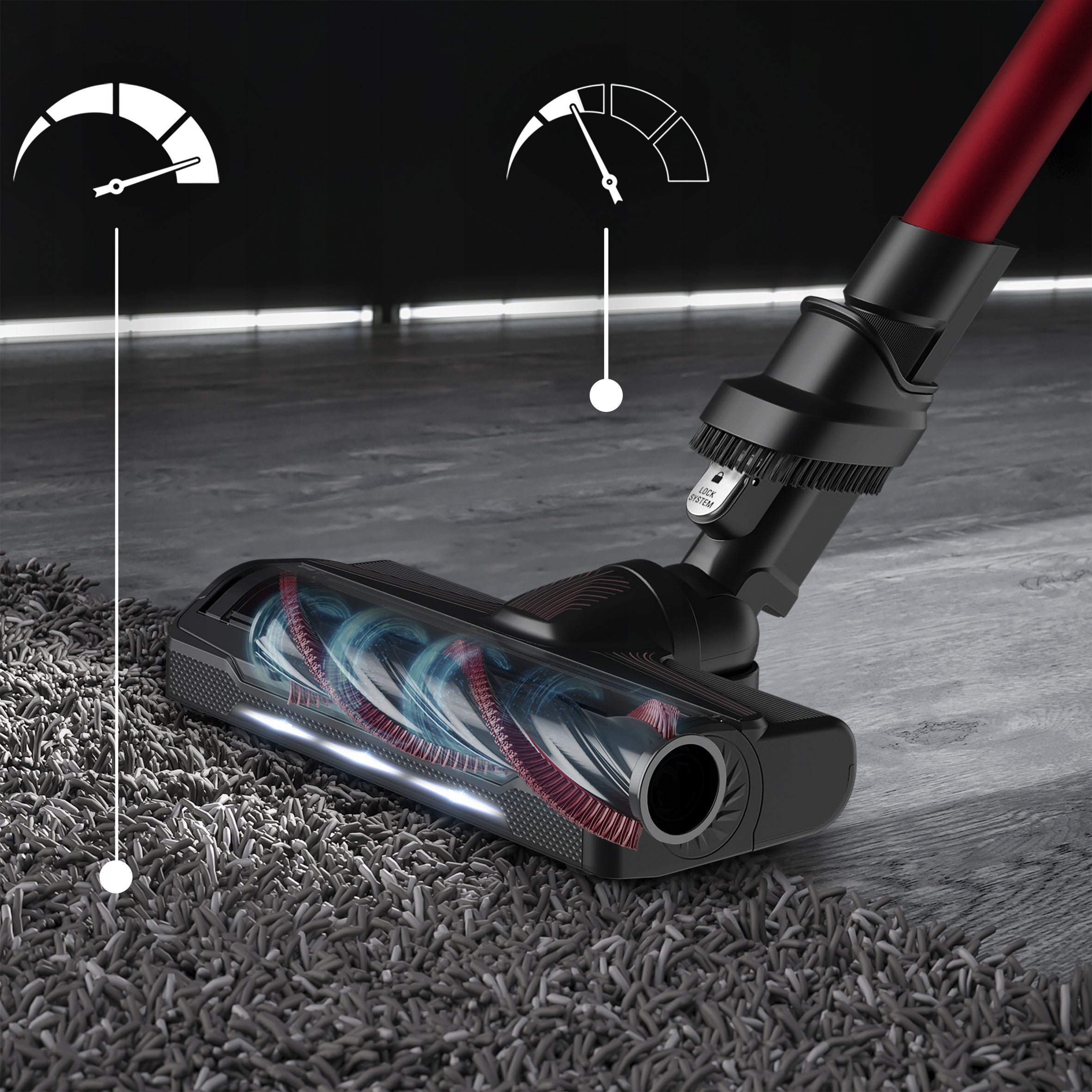 Upright vacuum cleaner Tefal X-Force Flex 9.60 TY2079 turbo brush powerful manual Dominant color red