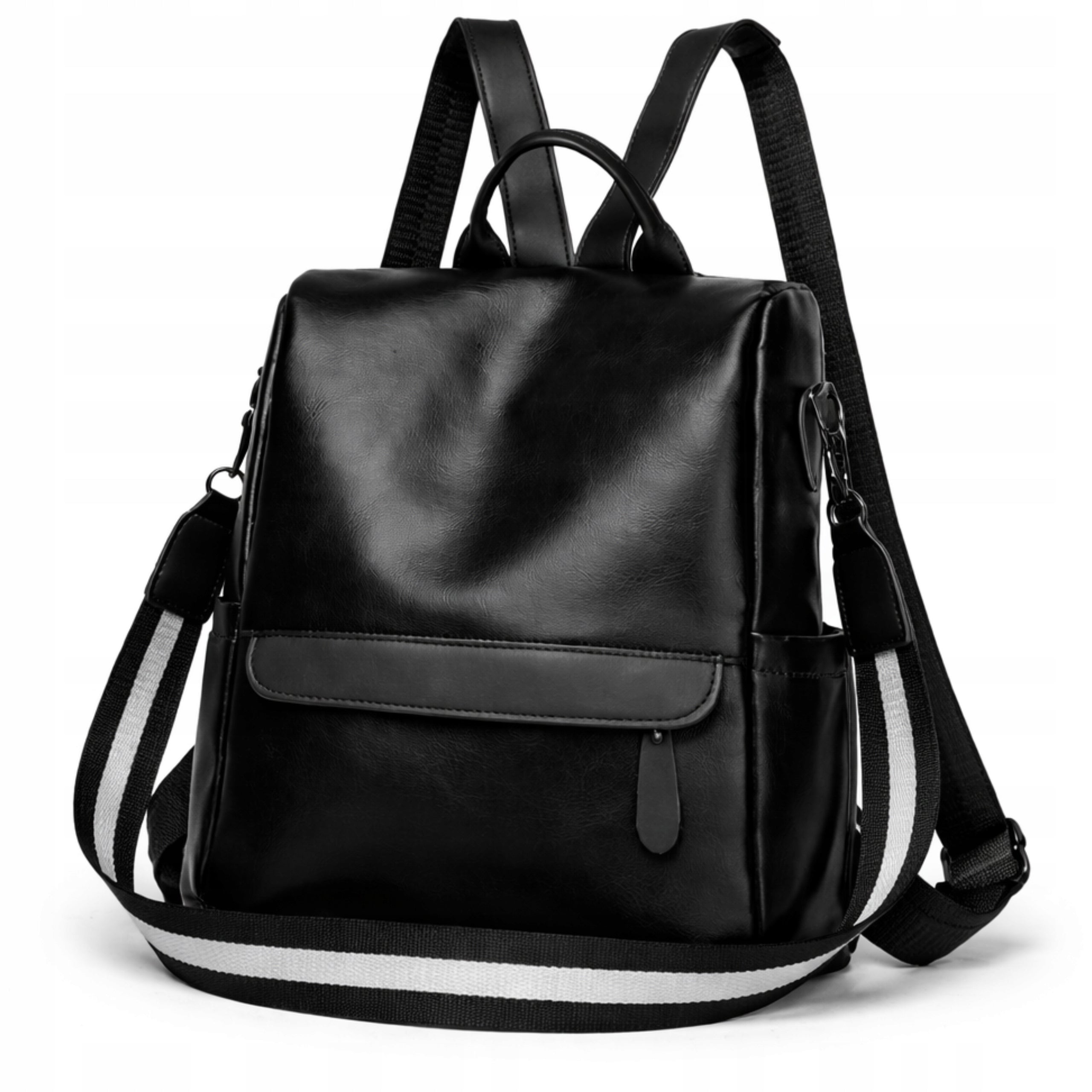 Urban Classic Backpack Elegant Women's Leather 2in1 Black Shoulder Bag