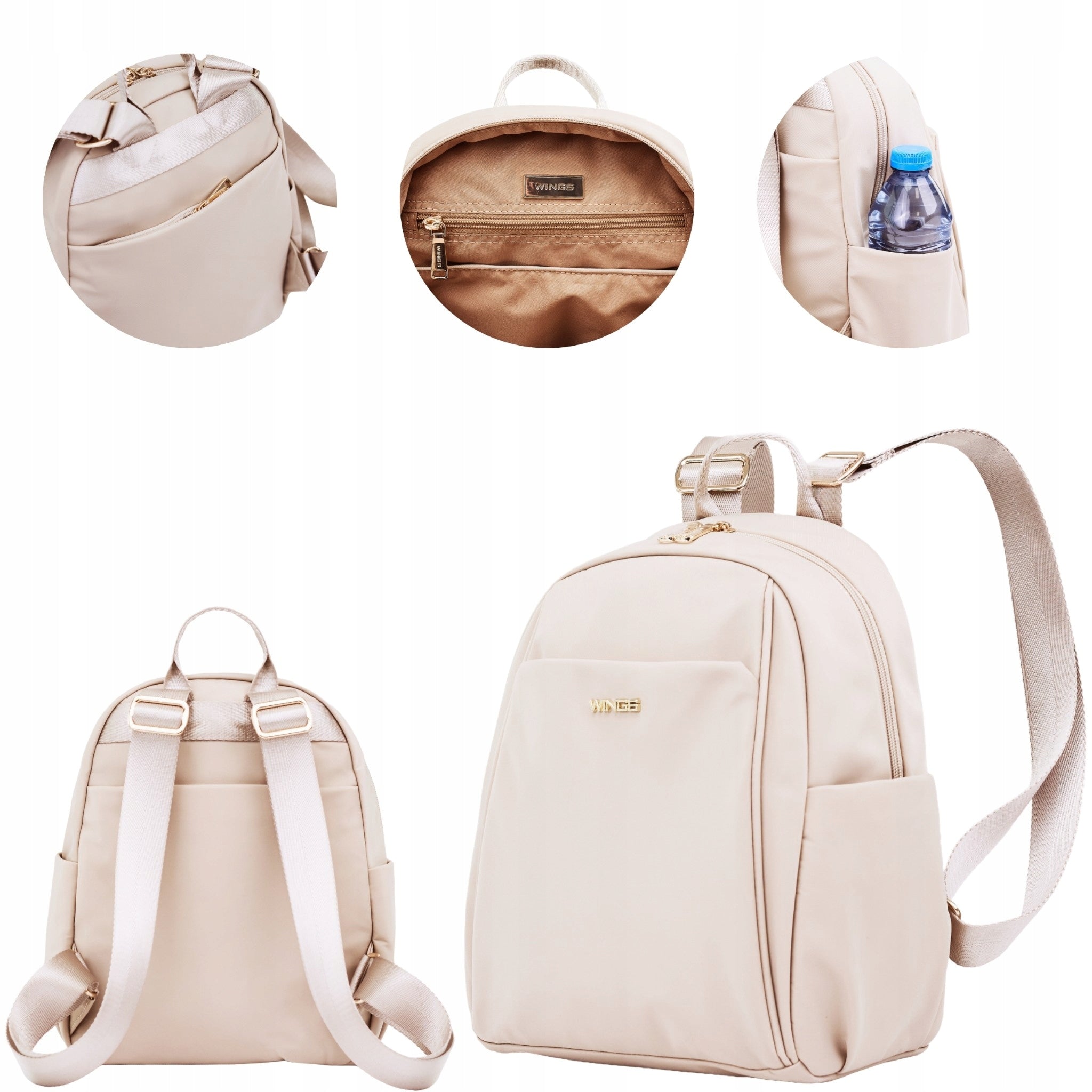 Urban women's backpack WINGS Elegant Lightweight Spacious 9L high quality BEIGE