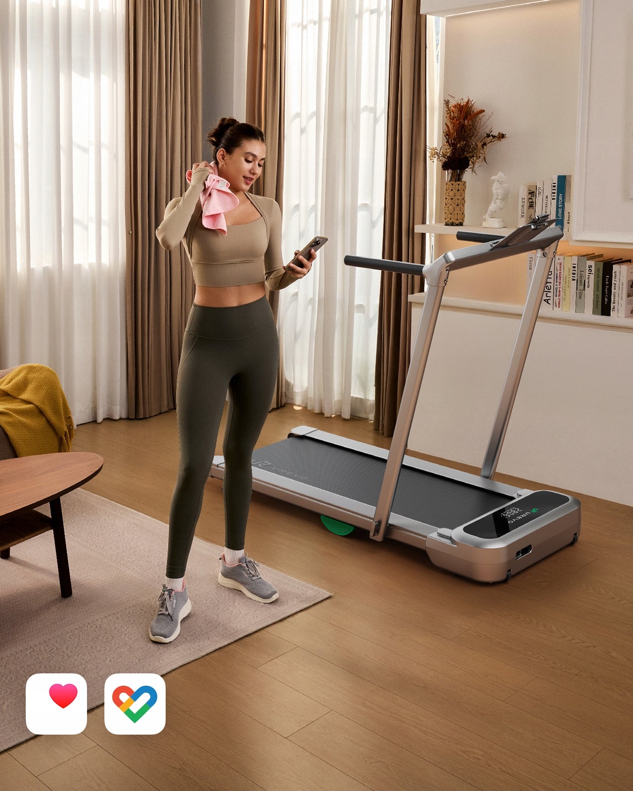 Urevo FoldiMix 5 Pro 13.4KM/H Folding Electric Treadmill, Silver Kind electric
