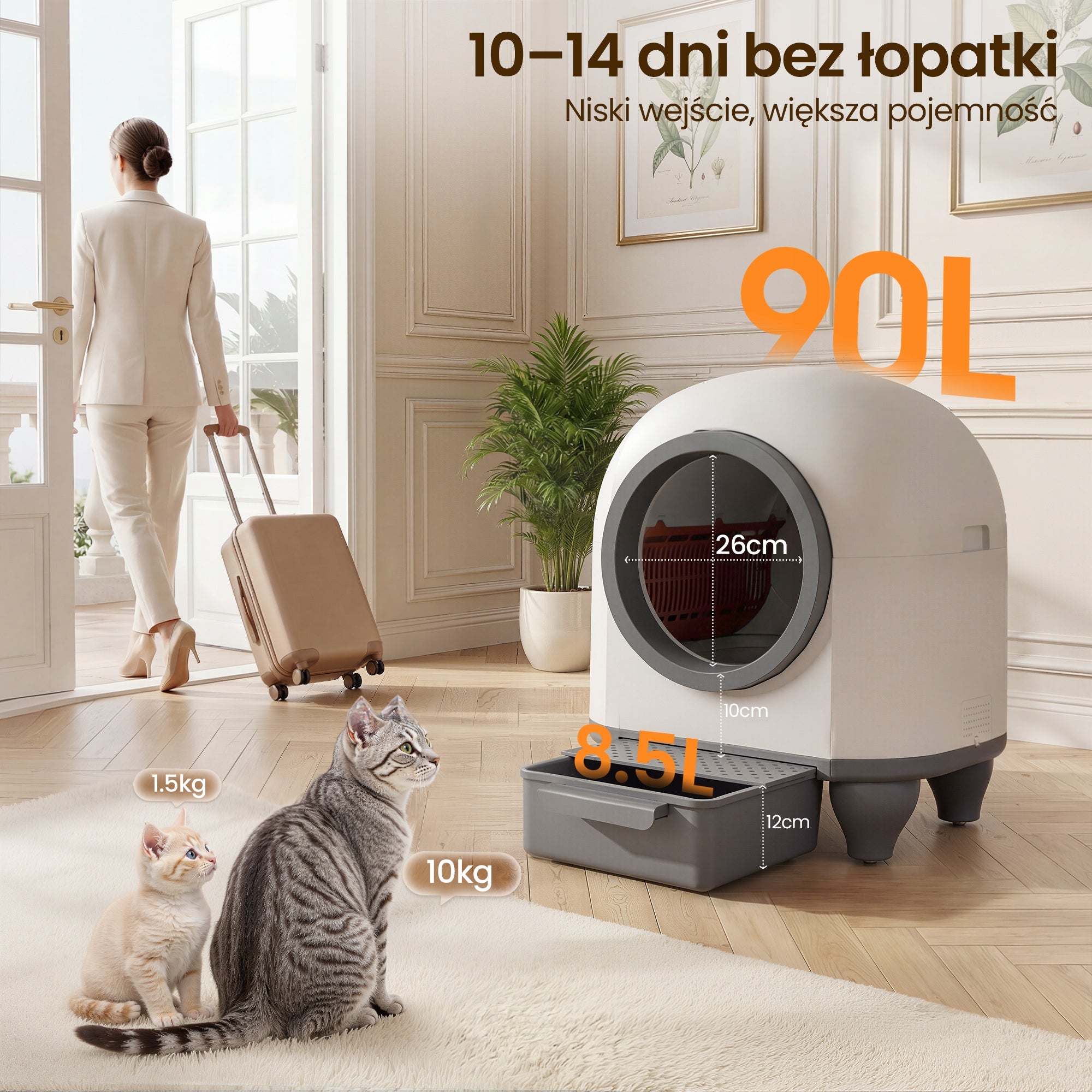 Urocza inteligentna i samoczyszcząca się kuweta dla kota wielofunkcyjna Packaging status original