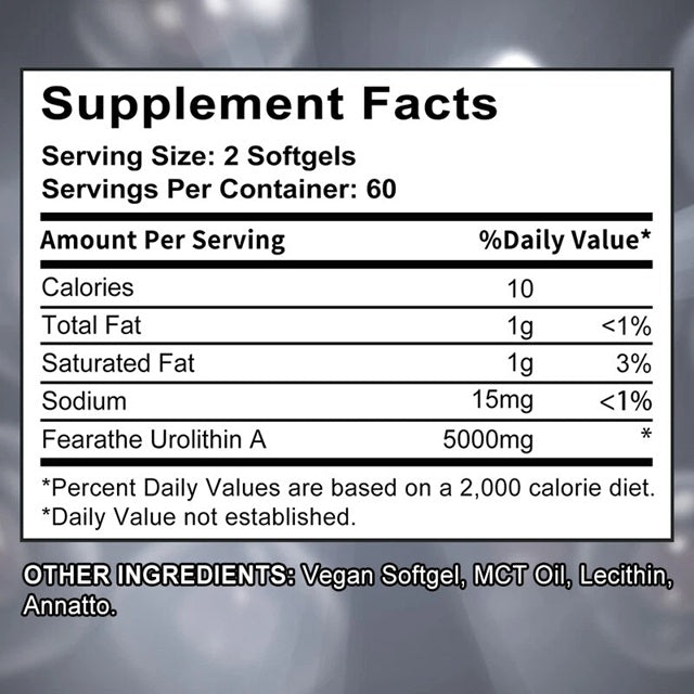 Urolithin Capsules 5000Mg - Cellular Energy, Muscle Strength Manufacturer code Fearathe