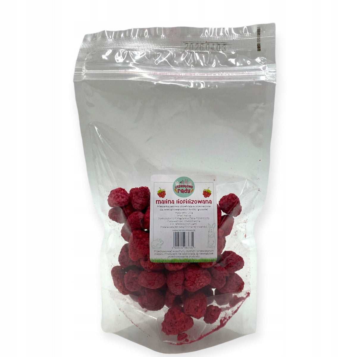 Uszatkowe Rady Freeze-dried raspberry 20g FOR RABBITS AND RODENTS