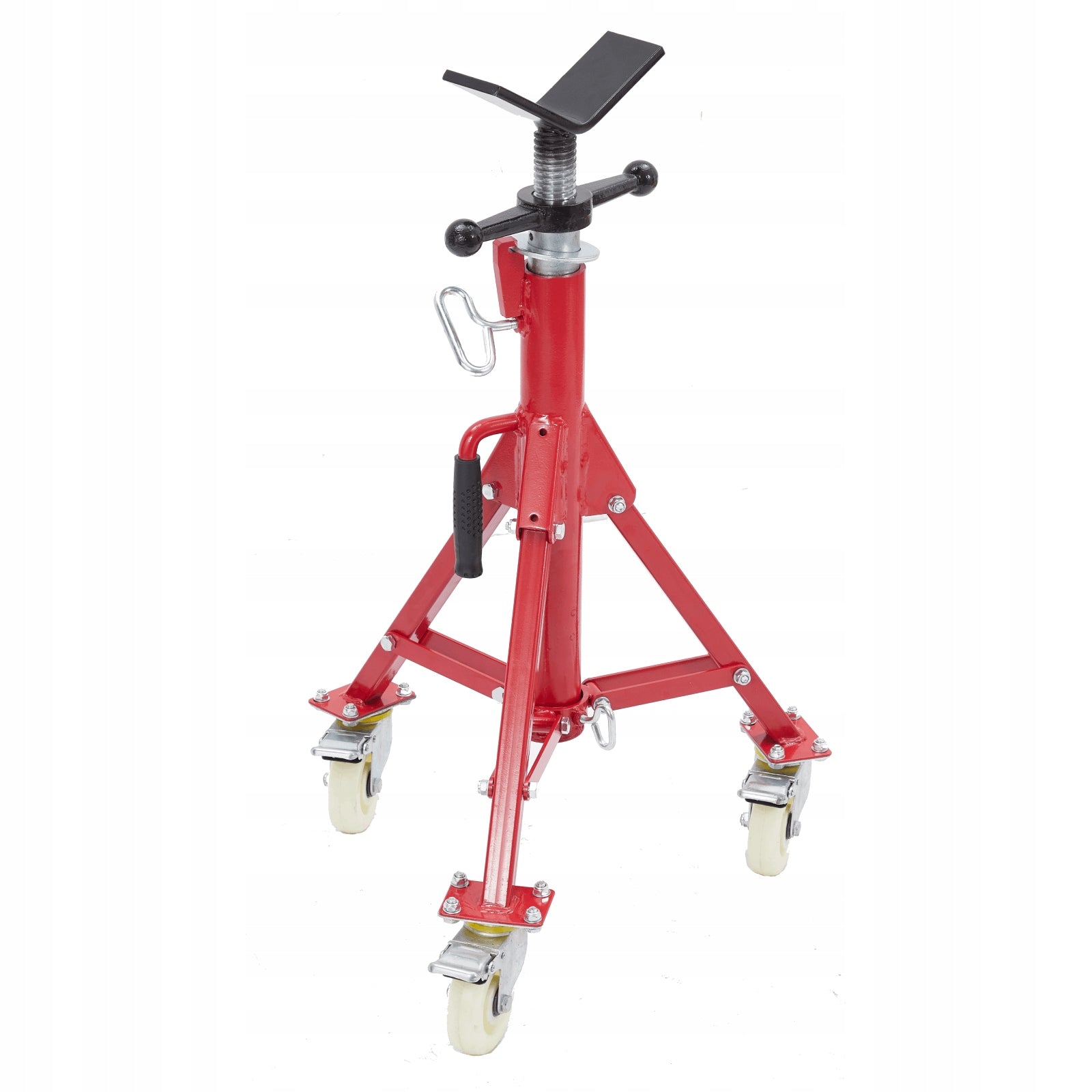 V-Head Pipe Jack Stand with Casters,1000kg Load, 71-132cm Height