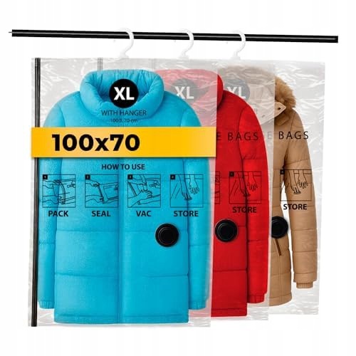 VACUUM BAGS FOR CLOTHES COMPRESSION FOR JACKETS 3 PCS FOR HOME GIFT Color multicolor