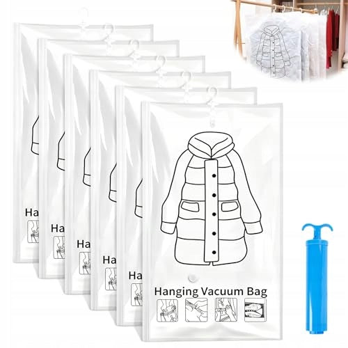 VACUUM BAGS FOR CLOTHES HANGING SET OF 6 PIECES 110X70 CM for home Brand no brand