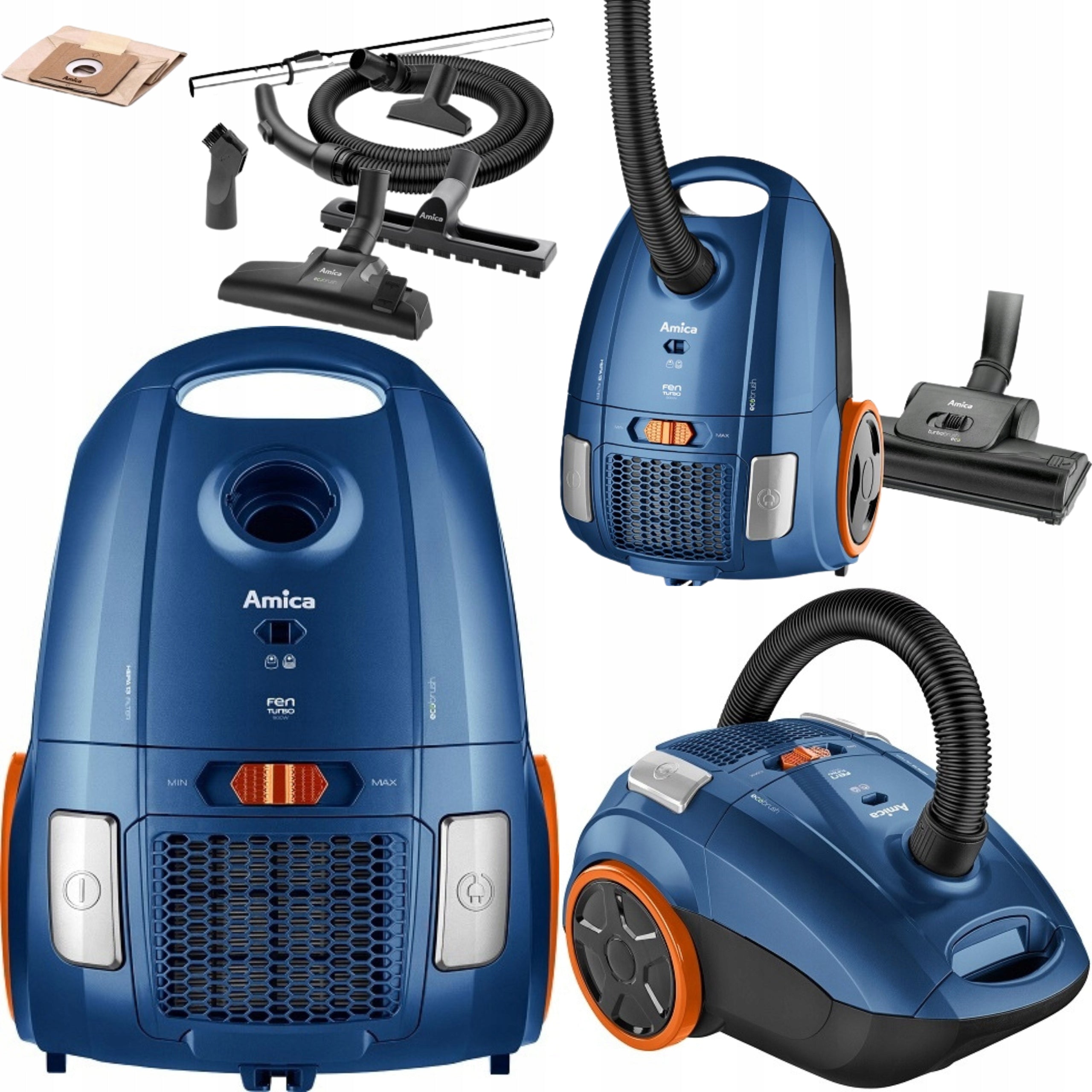 VACUUM CLEANER AMICA FEN TURBO VM2062 POWERFUL 900W TURBO BRUSH HEPA13 Power rating 900 W