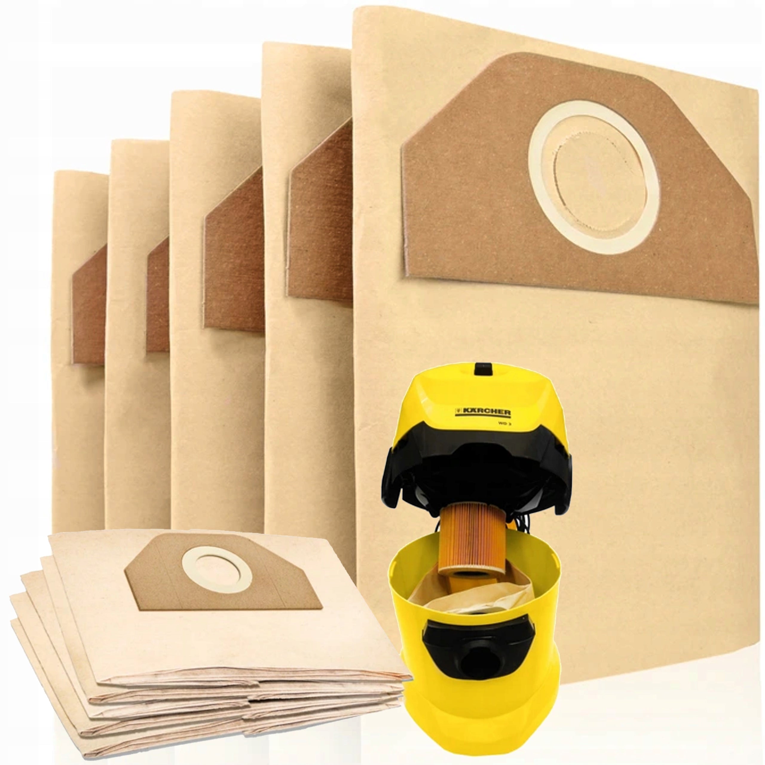 VACUUM CLEANER BAGS PAPER KARCHER WD3 SET MV3 SE4000 SET 5pcs XXL