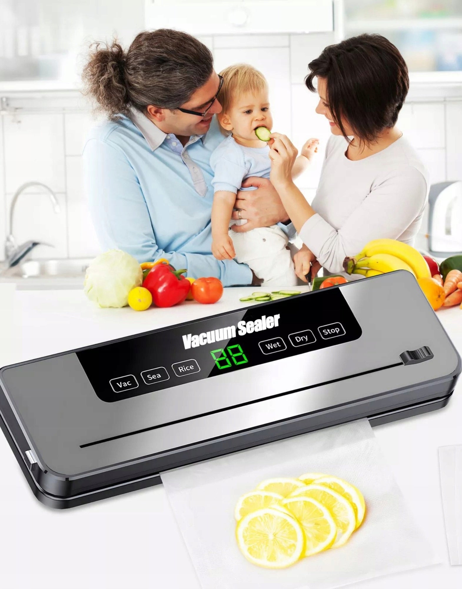 VACUUM SEALER + 50x FOOD PACKAGING BAGS FOIL PACKAGING MACHINE Manufacturer code ZR-05